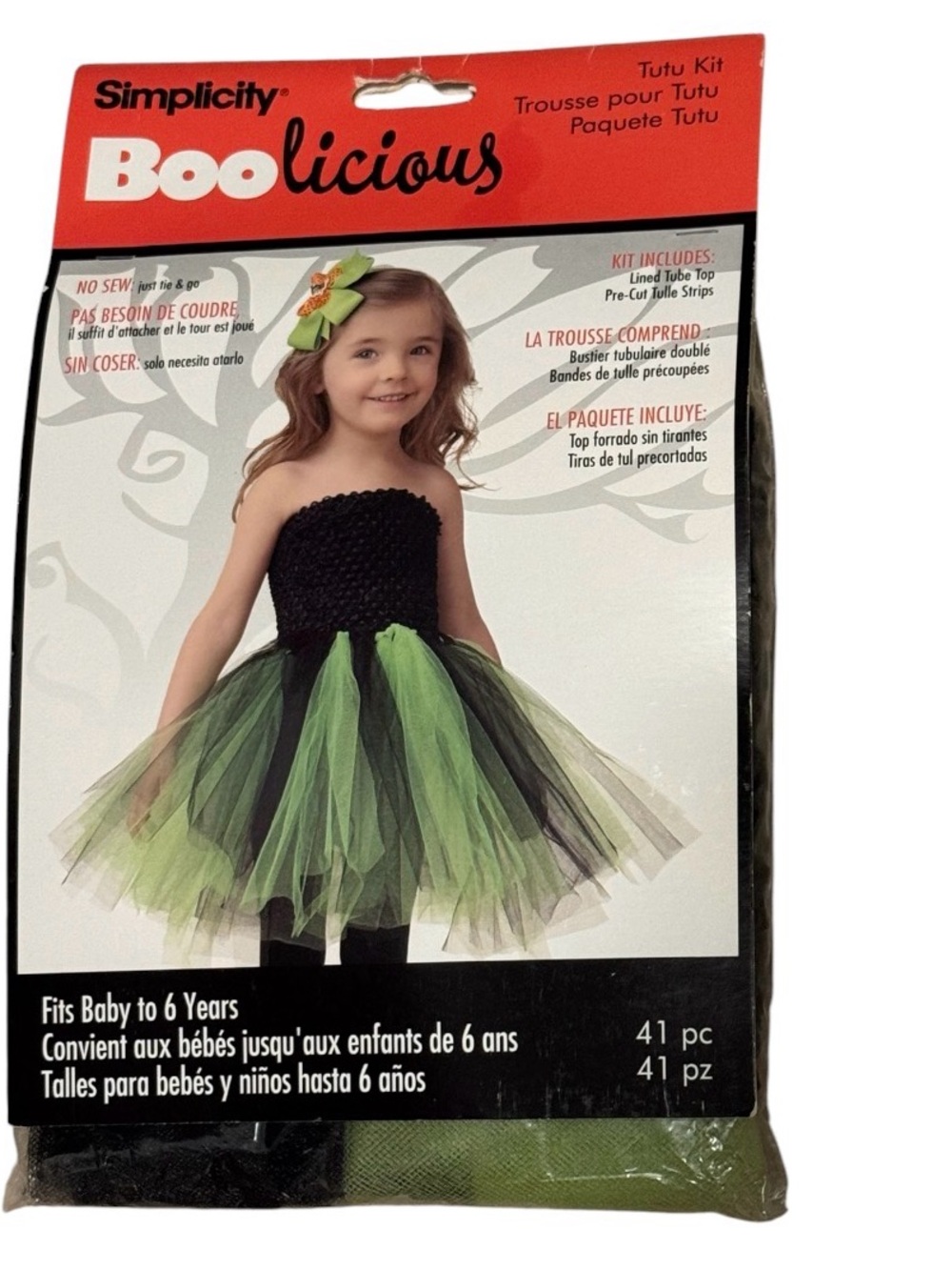 Simplicity Kids Black and Lime Green No-Sew Tutu Kit